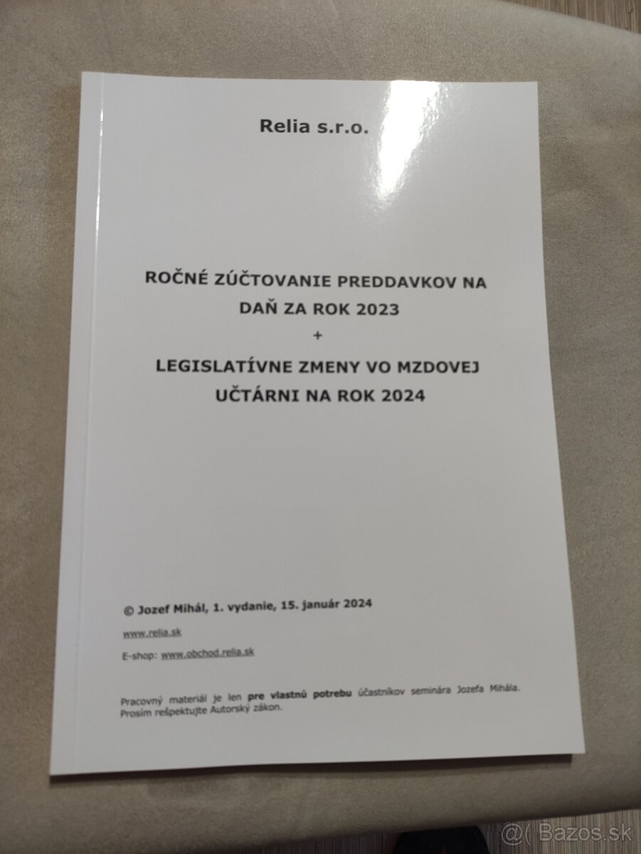 Jozef Mihál - ročné zúčtovanie preddavkov na daň za rok 2023