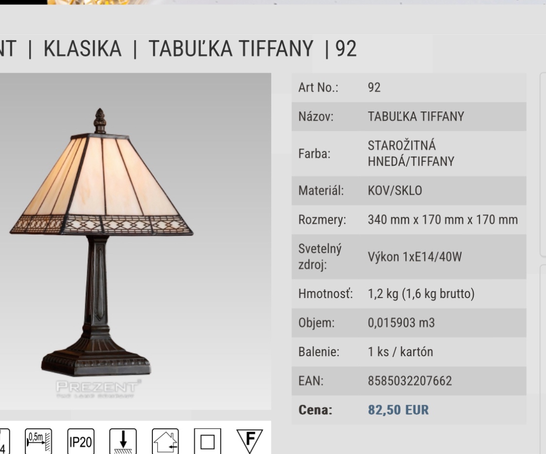 Stolná lampa Tiffany