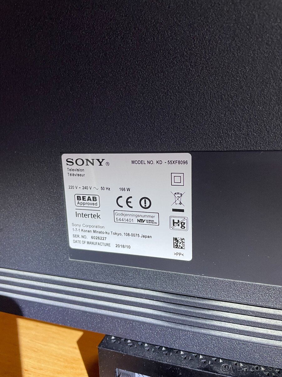 TV SONY KD-55XF8096 na súčiastky