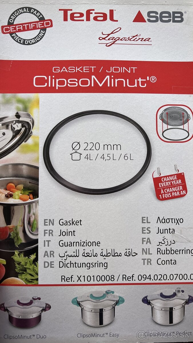 TEFAL Tesnenie Clipso MINUT 220 mm X1010008