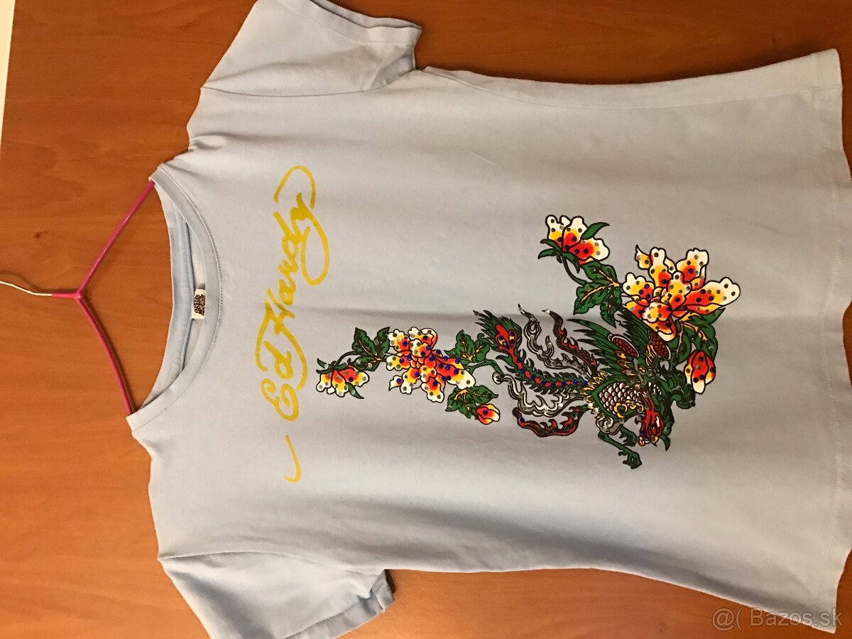 ED HARDY originál belasé damske tricko S/M