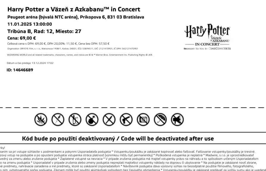 Lístky na Harry Potter in Concert