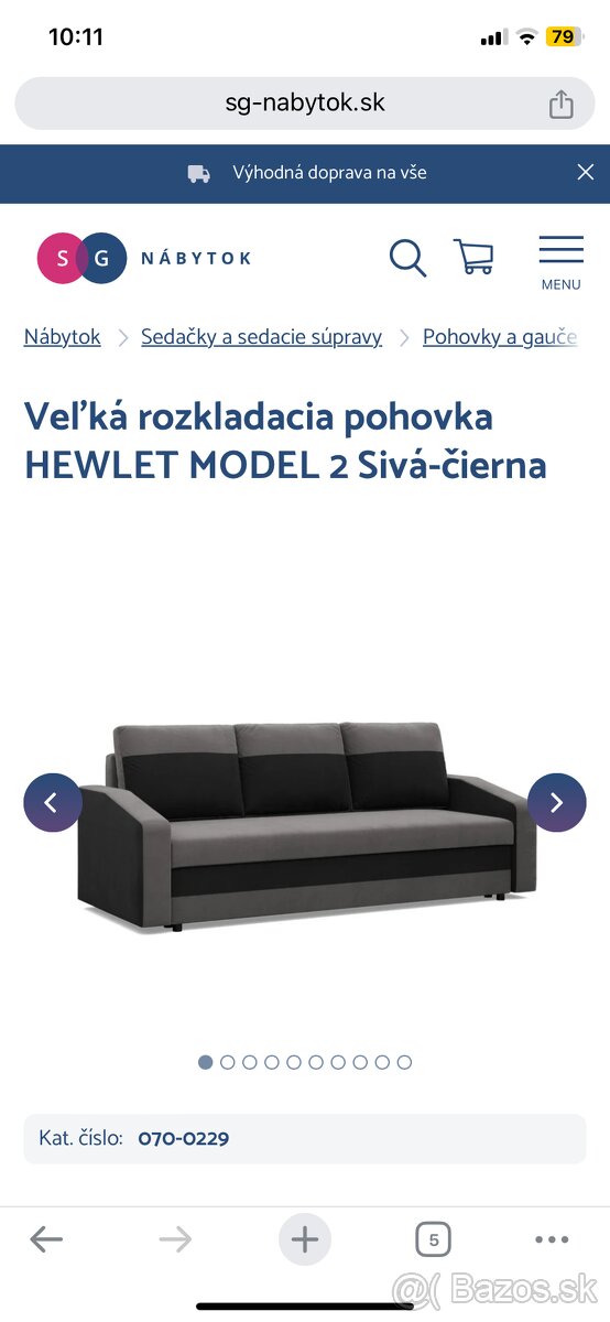 Veľká rozkladacia pohovka HEWLET MODEL