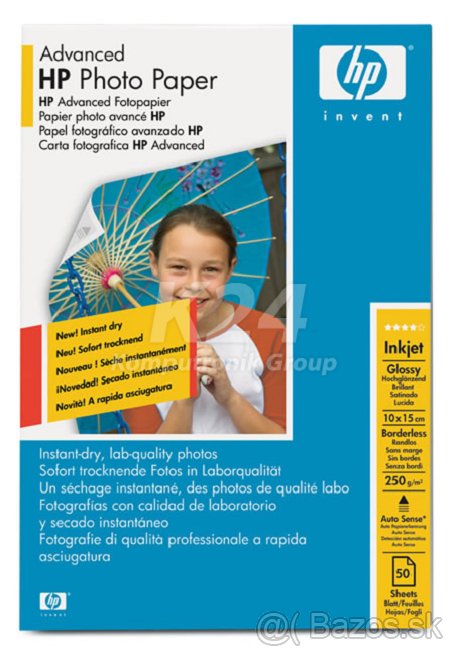 HP Advanced Glossy Photo Paper, 10x15cm, 50ks