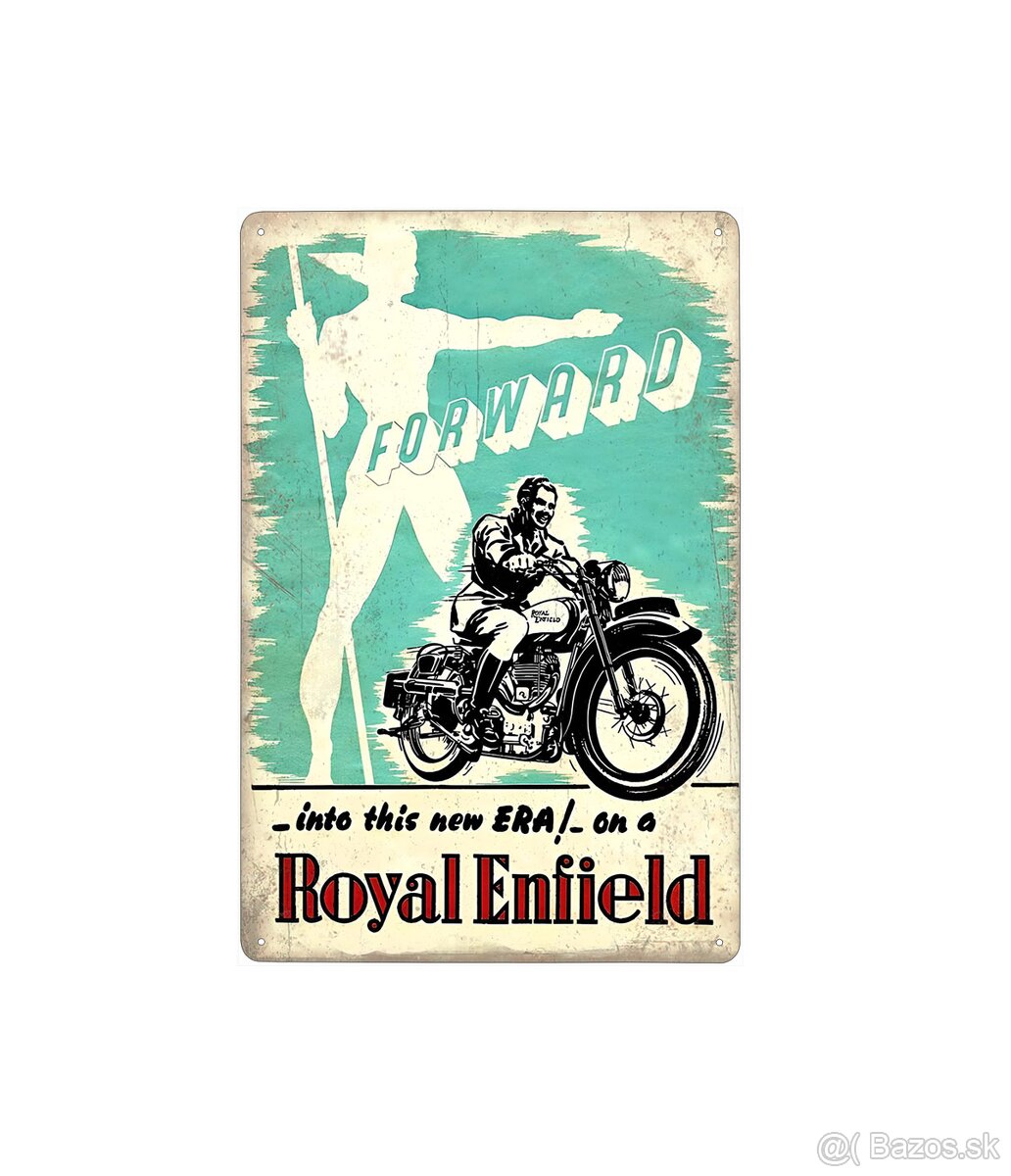 plechová cedule - Royal Enfield: Dopředu (dobová reklama)