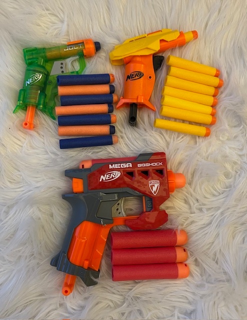 Nerf pištole - 3ks, naťahovacie, TOP stav