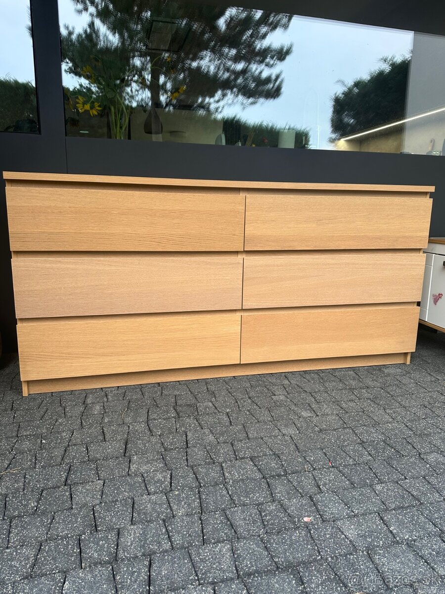 Komoda MALM z IKEA, bielo morená dub.dyha