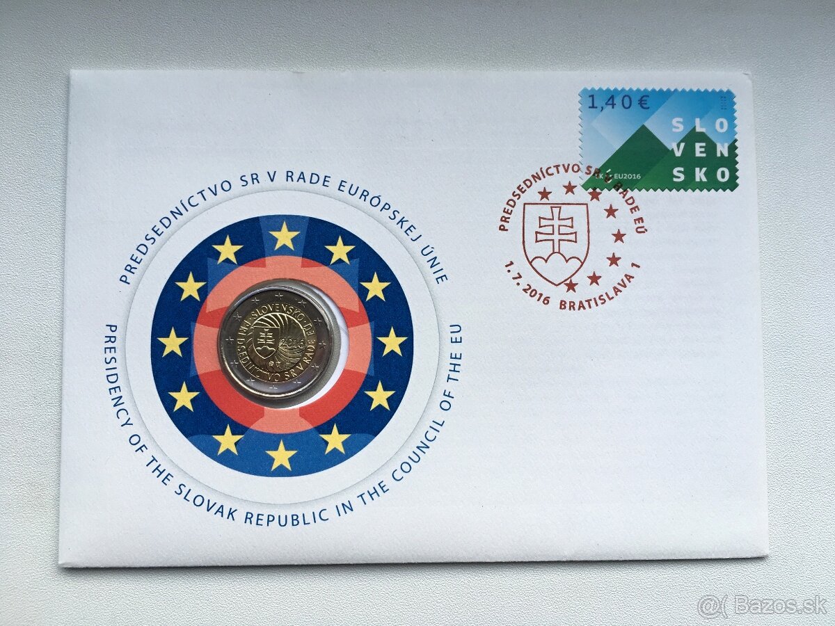 2 euro Slovensko 2016 - Numizmatická obálka - Predsedníctvo