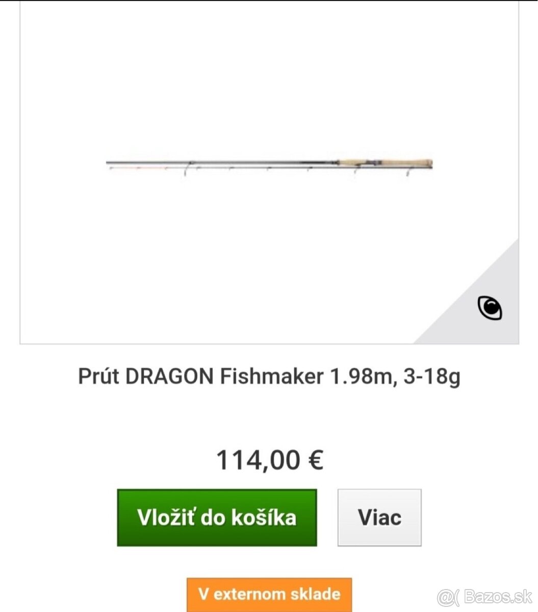 Predám prút Dragon Fishmaker sensitive Jig 1,98m / 3-18g