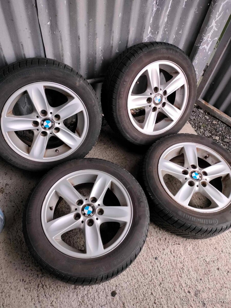 Zimné 4ks alu disky orig. BMW 5x120 R16 pneu 205/55 r16 6mm