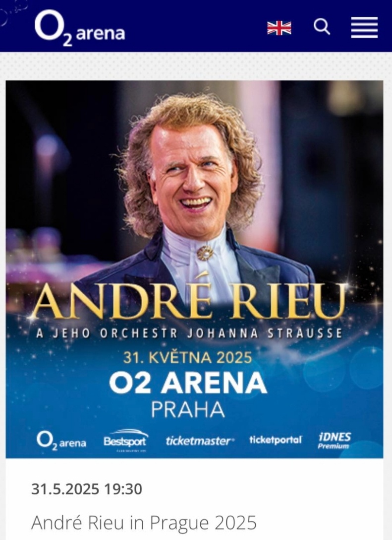 2 vstupenky na koncert André RIEU - 31.5.2025