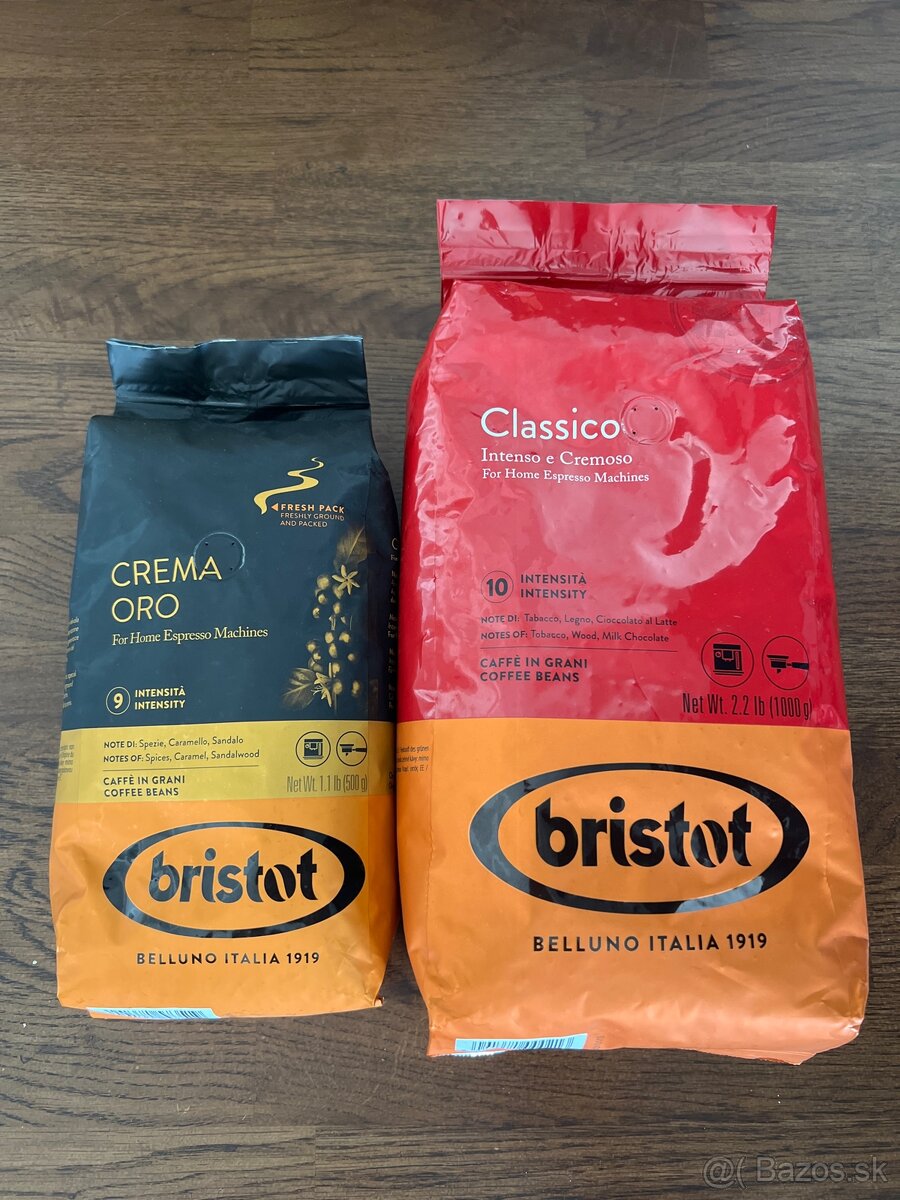 Bristot kava 1xClassico 1kg, 1xCrema Oro 500g