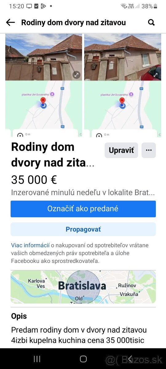 Predam rodiny dom dvory nad zitavou