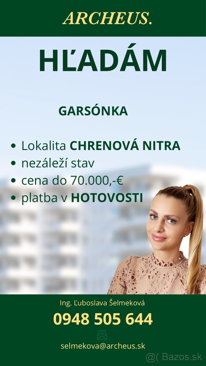 Garsónka s balkónom Chrenová-Nitra