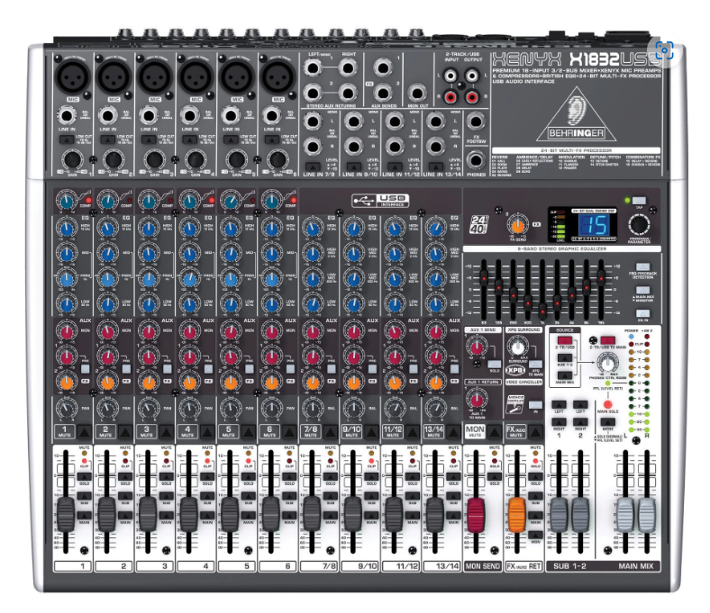 Predám mixpult -Behringer XENYX X 1832 USB Analógový