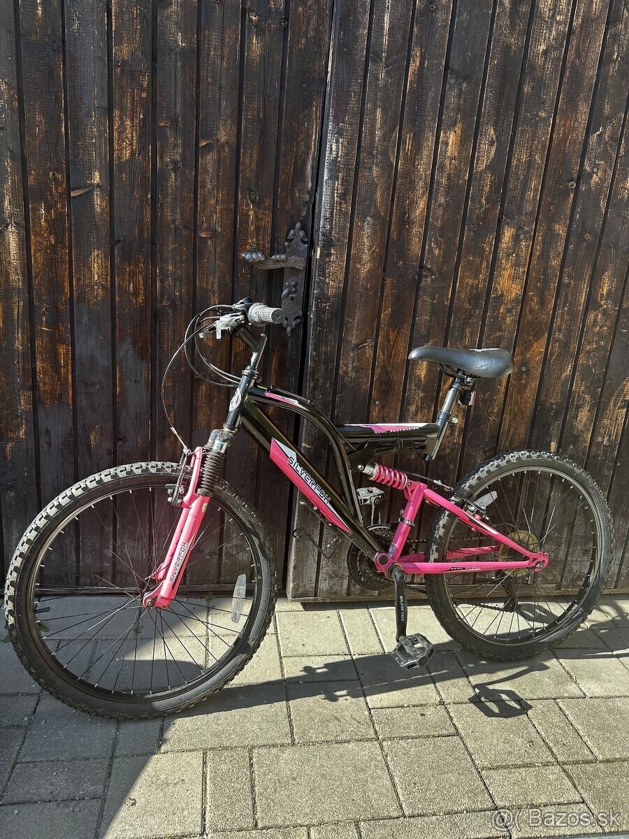 Dievčenský horský bicykel 24, celoodpružený