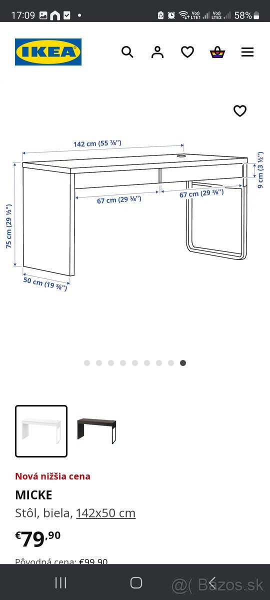 Predám písací stôl Ikea Micke