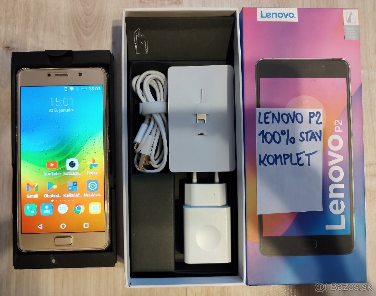 Predám LENOVO P2 Gold / zlatý, 4/32 GB, Dual Sim, 8-jadro.