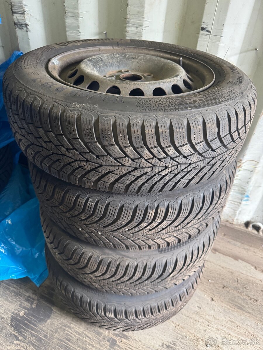 Plechove disky + Zimne pneu 5x112 195/65 R15