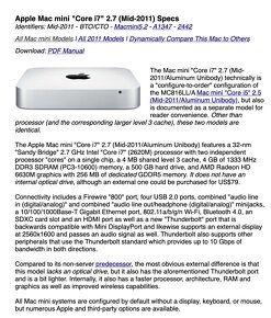 Mac mini, A1347, 2,7 GHz i7 GHz, 8 GB RAM, 500 GB HDD - 10