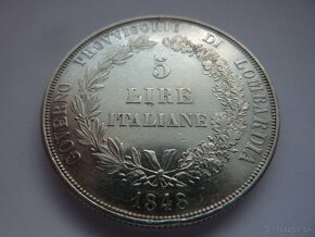 Vzácnejšia strieborná 5 Lire 1848 M - revolučná - 10