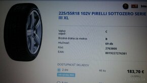 zimné 225/55 r18 XL Pirelli Sottozero 3  - kúpa 2022 - 7 mm - 10