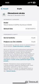 Apple Watch 9 45 Starlight, záruka 8.12.2024, batéria 100% - 10