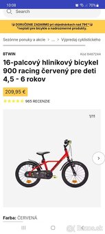 Detsky bicykel s pomocnými kolieskami, velkost 16 - 10