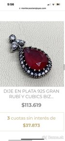 ANILLO ROSETA PLATA 925 RUBÍ CUBICS - 10