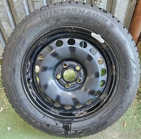 Plechové disky VW - 5x100 r15 + zimné pneu 185/65 r15 - 10