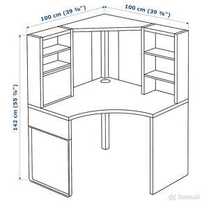 IKEA Micke rohový stôl + prídavný diel - 10