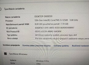 PC DELL / Intel i5-12500 / 8GB RAM / 256GB m.2 SSD - 10