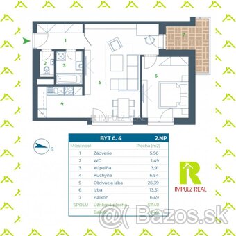 2i, OV, novostavba, LORINČÍK HÁJE, 57m2 + 6,5m2 balkón, skol - 10