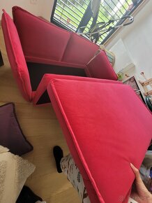 Robustný ružový detský gauč, rozkladacia pohovka - 10