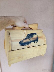 Francúzsky vintage stojan na leštidlo na topánky, Drevená - 10