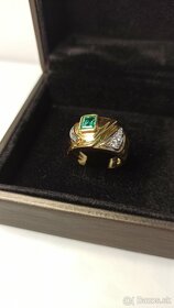 Predám zlatý diamantový smaragdový prsteň - 10