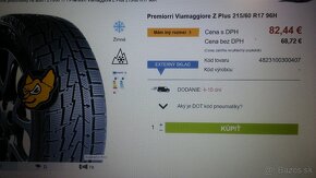 zimné pneumatiky 215/60 r17 kúpa 2024 - 8,2 mm - 10