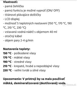 Parna žehlička na vlasy - perfect steam ultron - 10