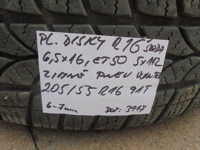 Disky Škoda R16, 5x112 + pneu zimné 205/55 R16 č.15d - 10