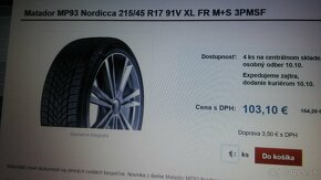 zimné 215/45 r17 XL Matador Nordicca - 7,8 mm kúpa 2022 - 10