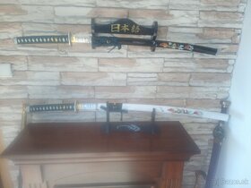 Katana biela,čierna s drakom - 10