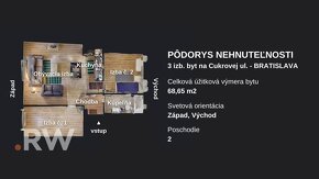 CENTRUM - 3 IZBOVÝ BYT - 68,65 m2 - Cukrová, voľný od 01.01. - 10