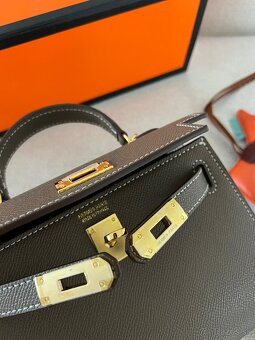 Hermes kelly mini hnedá - khaki - 10