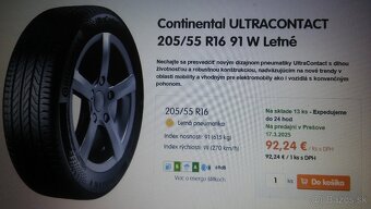 letné pneu 205/55 r16 Continental UltraContact - kúpa 2022 - 10