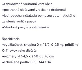 Predám Auto sedačku 0-25 kg - 10