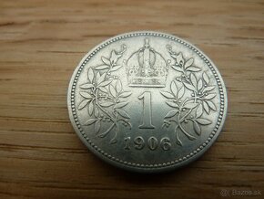 R-U Veľmi vzácna 1 koruna 1906 bz vo veľmi peknom stave - 10