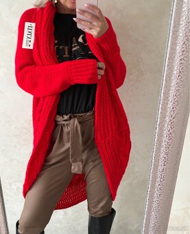 Damsky pleteny Cardigan red - 10