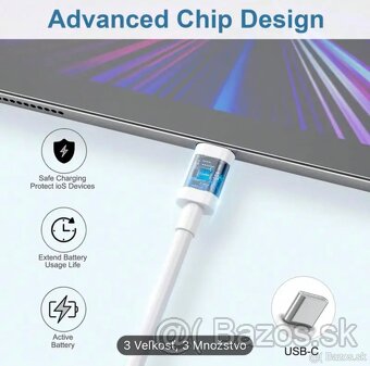 USB-C 2m 60W Dátový a nabíjací kábel iPhone Samsung - 10