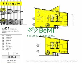 3 izbový byt mezonet 151,59 m2 Nitra Centrum TRIANGOLO ID 52 - 10