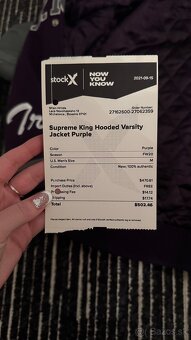 Supreme King Hooded Varsity Jacket Purple - 10